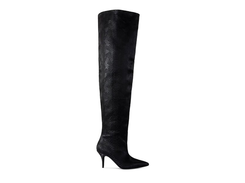 アザレア ワン レディース シューズ ブーツ・レインブーツ Azalea Wang Halina Over-The-Knee Boot Black Snake Print ブラック