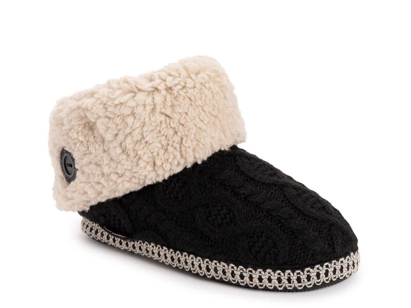 ムクルクス レディース シューズ サンダル ブーツ MUK LUKS Melinda Bootie Slipper Black Knit ブラック