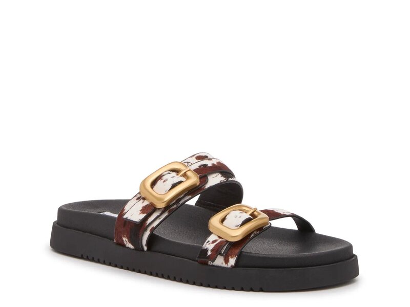 スティーブ マデン レディース シューズ サンダル Steve Madden Margey Sandal Brown/White Cow Print Calf Hair ホワイト｜ReVida 店