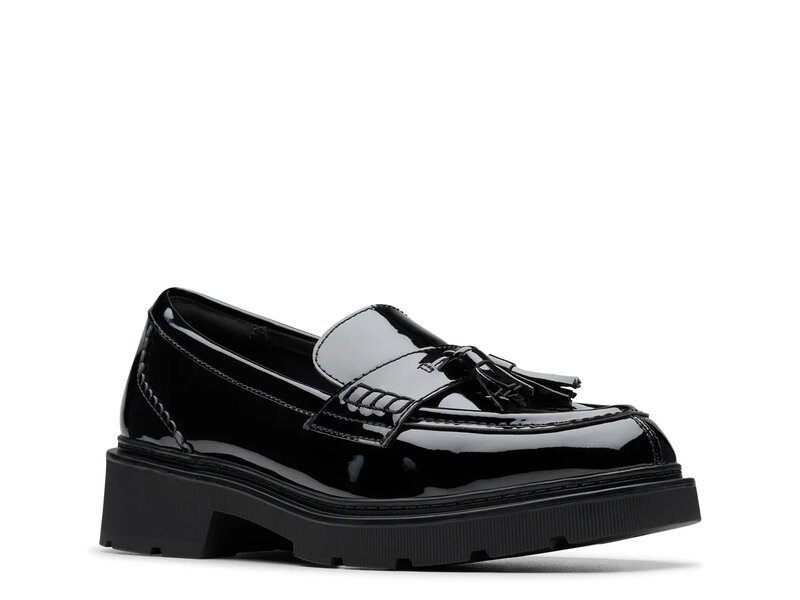 クラークス レディース シューズ スリッポン・ローファー Clarks Lauryl Tassel Loafer Black Patent Leather 黒いこと