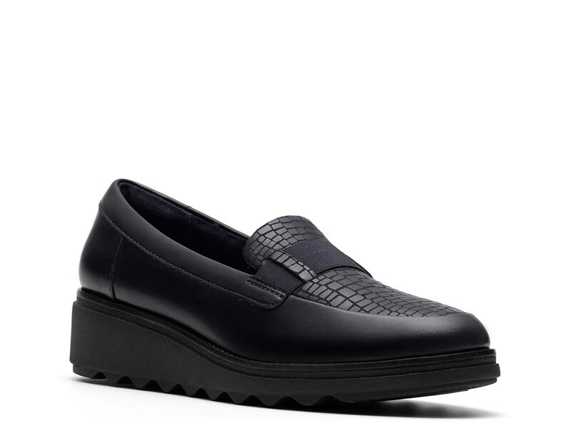 クラークス レディース シューズ スリッポン・ローファー Clarks Sharon Pace Loafer Navy Leather 米国海軍