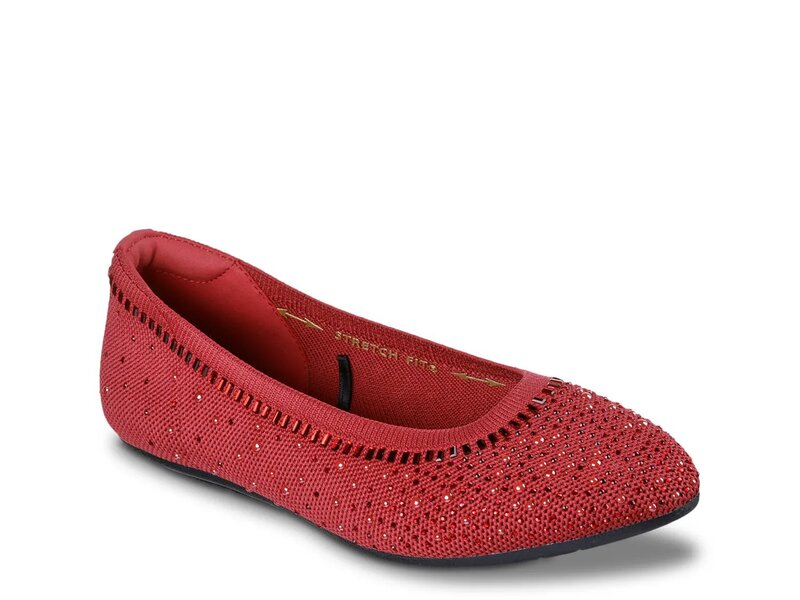 スケッチャーズ レディース シューズ パンプス Skechers Cleo 2.0 Mesmerizing Nights Ballet Flat Red レッド