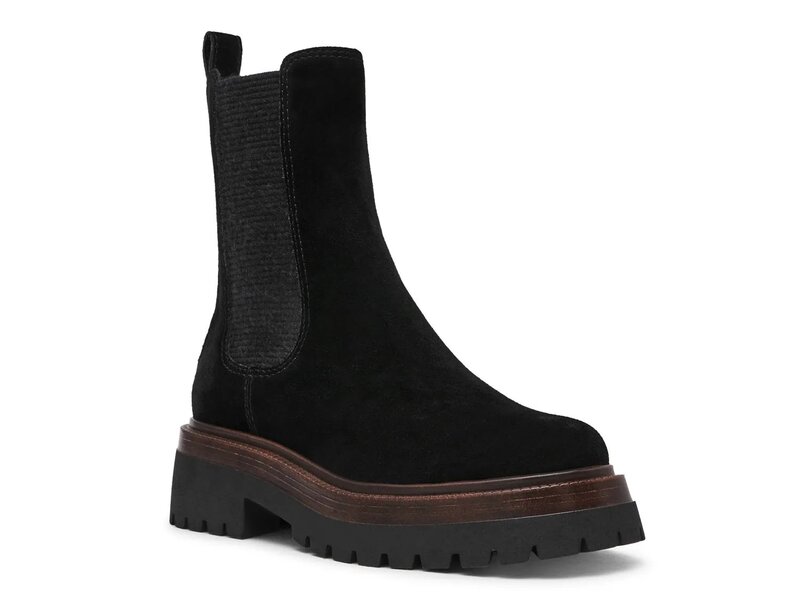 スティーブ マデン レディース シューズ ブーツ・レインブーツ チェルシー ブーツ Steve Madden Blitzen Chelsea Bootie Black Suede ブラック|ReVida 店