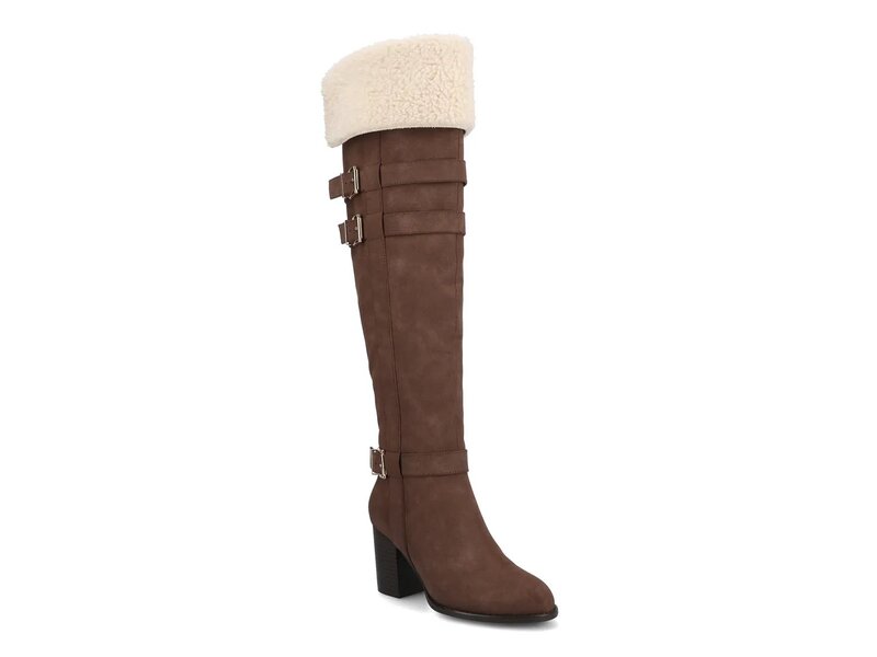 ジャーニー レディース シューズ ブーツ・レインブーツ Journee Alyza Over-the-Knee Boot Dark Brown ブラウン｜ReVida 店