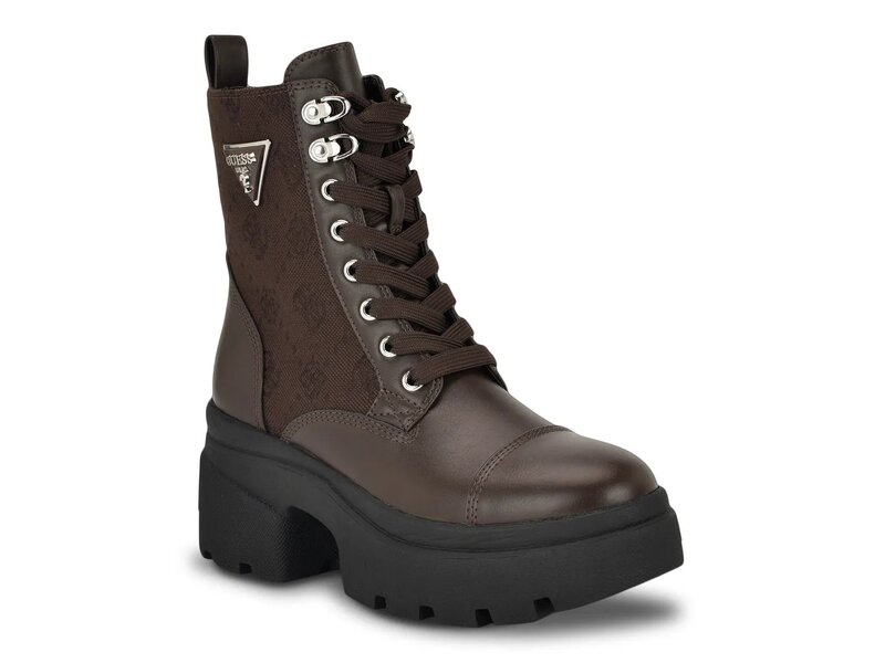 ゲス レディース シューズ ブーツ・レインブーツ プラットフォーム ブーツ Guess Yarini Platform Bootie Dark Brown ブラウン｜ReVida 店