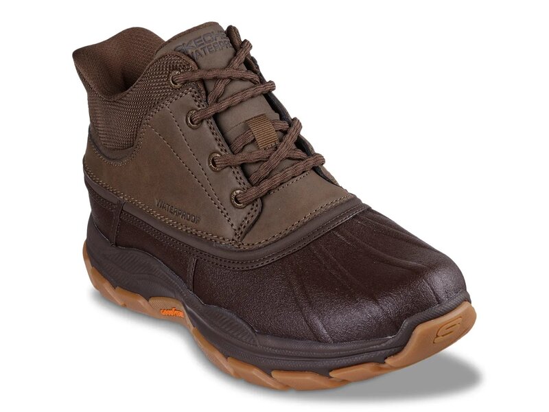 スケッチャーズ メンズ シューズ ブーツ・レインブーツ リラックスフィット ブーツ Skechers Slip-Ins Waterproof Relaxed Fit Respected Ivar Boot Dark Brown ブラウン
