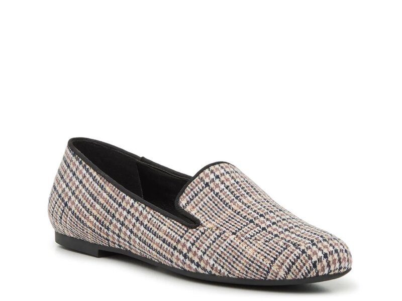 ケリー＆ケイティ レディース シューズ スリッポン・ローファー Tシャツ ローファー Kelly & Katie Teeni Loafer Brown/White/Beige Houndstooth Print Fabric ホワイト