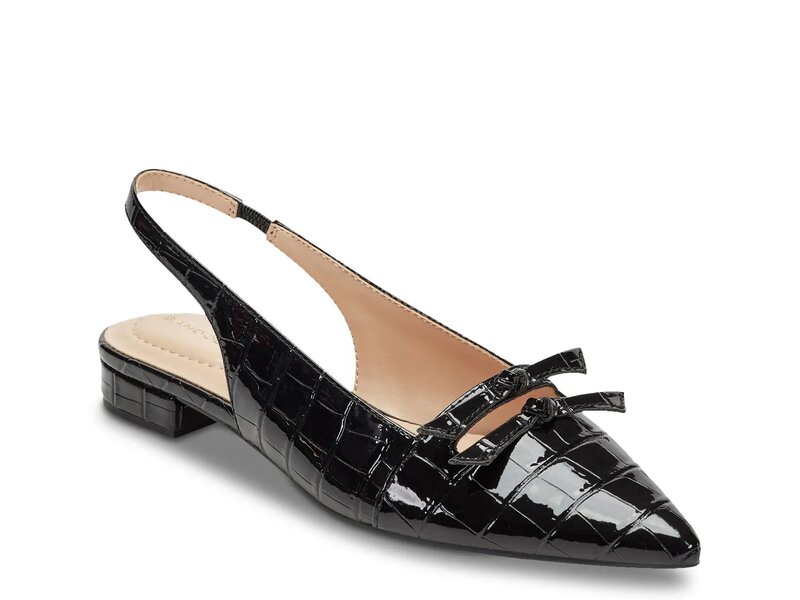 バンドリーノ レディース シューズ パンプス Bandolino Aleeza Flat Black Croc Print Patent Synthetic ブラック