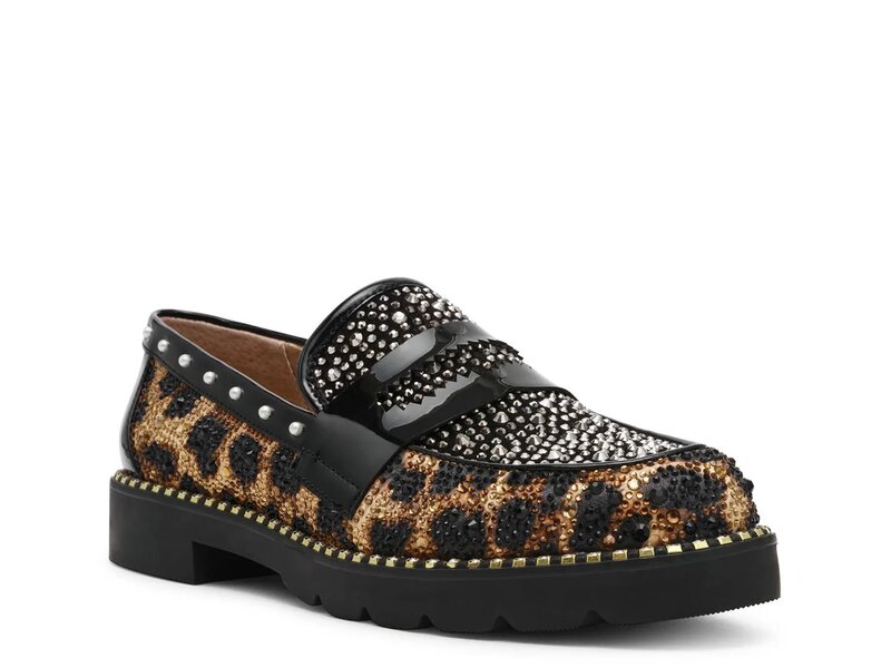 ベッツィジョンソン レディース シューズ スリッポン・ローファー Betsey Johnson Lydiaa Loafer Multicolor Leopard Print Rhinestone マルチ色つや