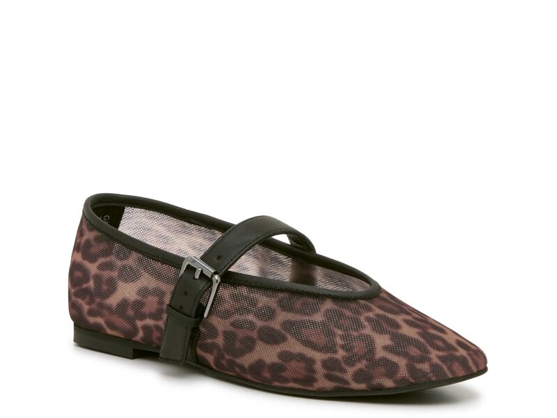 サンクチュアリー レディース シューズ パンプス Sanctuary Greta Ballet Flat Black/Brown Leopard Print Fabric ブラック