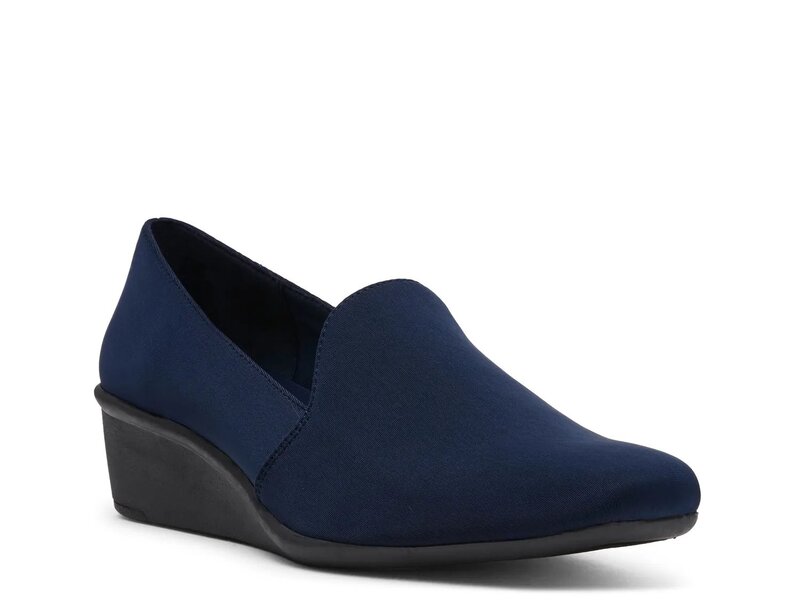 アンクライン レディース シューズ スリッポン・ローファー Anne Klein Wendell Wedge Slip-Onavy Fabric 米国海軍