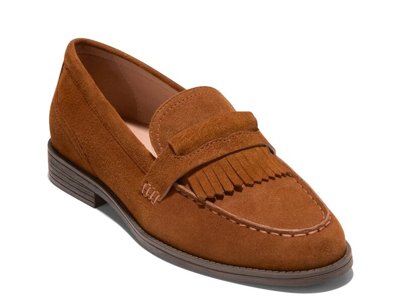 電話を掛けるハーン レディース シューズ パンプス 置き目毛革 Cole Haan Stassi Kiltie Loafer Tobacco Suede