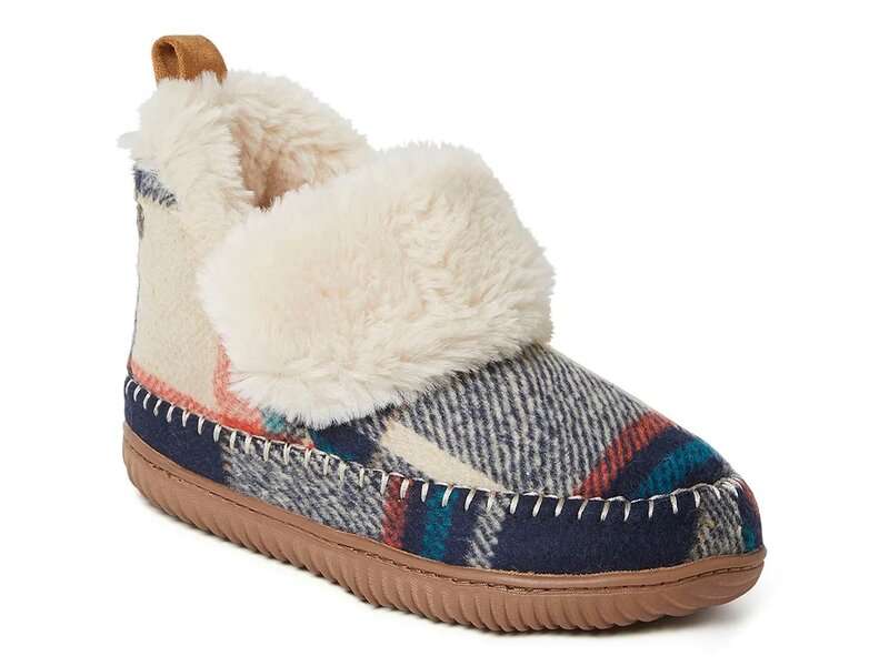 ディアフォームズ レディース シューズ ブーツ・レインブーツ Dearfoams Mortiz Bootie Slipper - Women Navy Plaid Print ネイビー