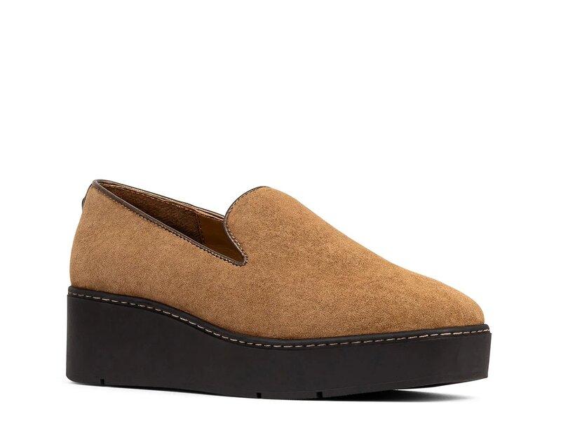 ドナルドプリネール レディース シューズ スリッポン・ローファー Donald Pliner Witty Wedge Slip-On Saddle Brown Suede 赤銅色 靴-ローファー-レディース靴