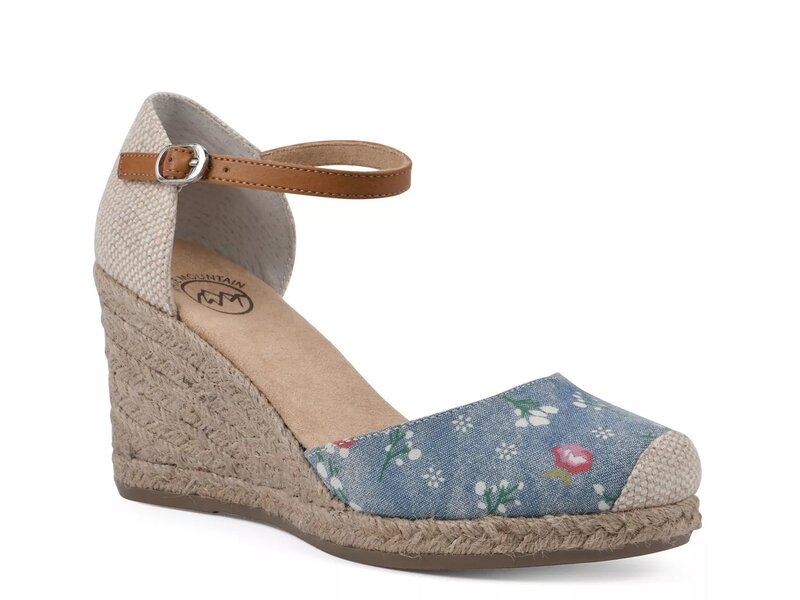 ホワイトマウンテン レディース シューズ サンダル White Mountain Mamba Espadrille Wedge Sandal Blue Floral Print ブルー