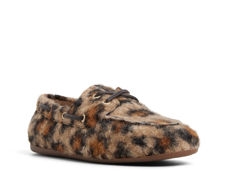 スペリー レディース シューズ Sperry Slimboat Leopard Boat Shoe Black/Brown Leopard Print Faux Fur 黒いこと ローファー-レディース靴-靴