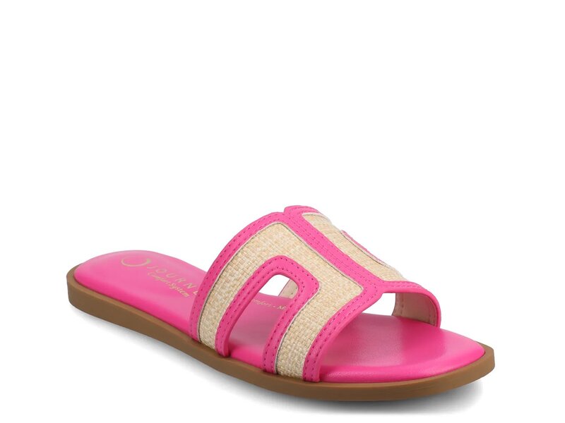 ジャーニー レディース シューズ サンダル Journee Primah Sandalight Pink/Beige Raffia ピンク