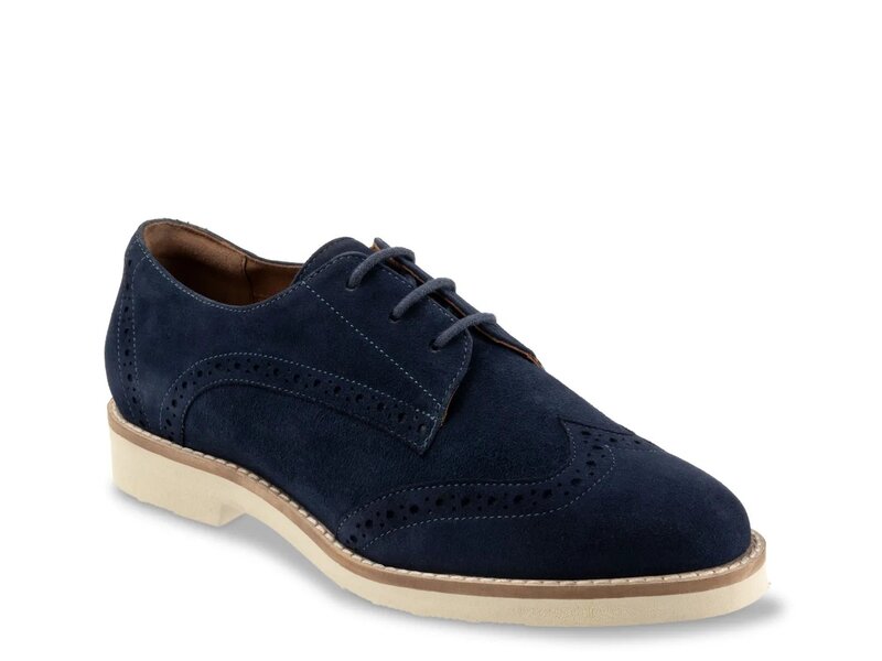 ホンブルグ帽ウォーク レディース シューズ オックスフォード Softwalk Willet Oxford Navy Suede 米国海軍 レディース靴-ローファー