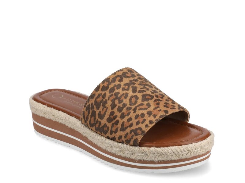 ジャーニー レディース シューズ サンダル Journee Rosey Slide Sandal Dark Brown Leopard Print ブラウン｜ReVida 店