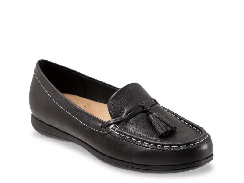 トロッターズ レディース シューズ スリッポン・ローファー Trotters Dawson Moccasin Black Leather ブラック