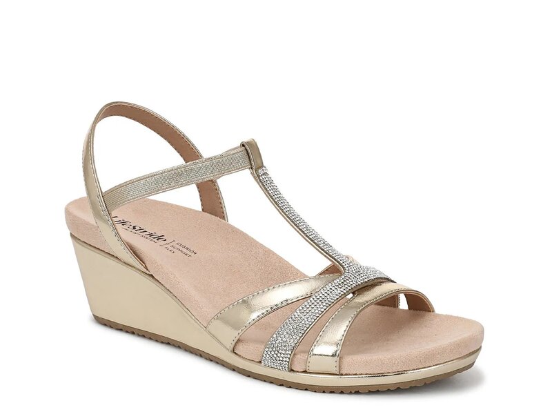 ライフストライド レディース シューズ サンダル LifeStride Mimosa Wedge Sandalight Gold ゴールド