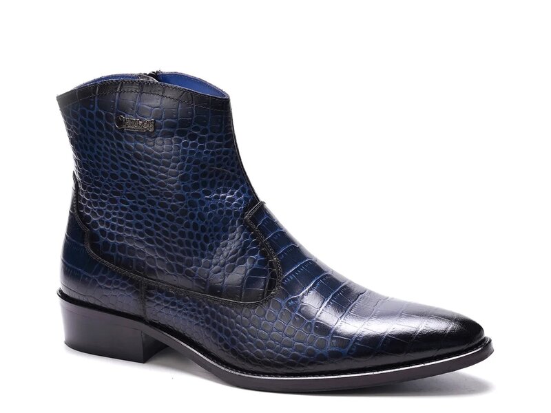 カルロスサンタナ メンズ シューズ ブーツ・レインブーツ Carlos by Carlosantana Zappa Cowboy Boot Navy Croc Print Leather 米国海軍