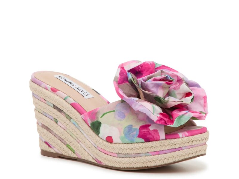 チャールズ・デイビッド レディース シューズ サンダル Charles David Crash Espadrille Wedge Sandal Pink/Multicolor Floral Print ピンク