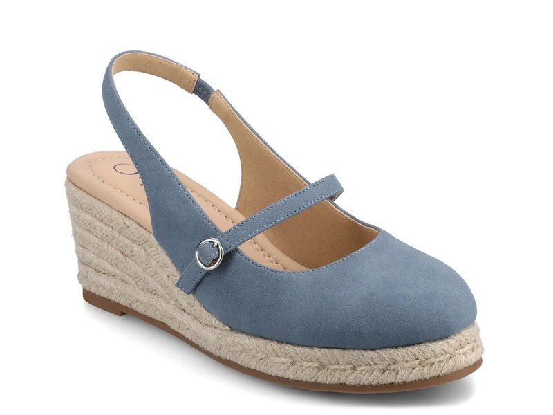 ジャーニー レディース シューズ サンダル Journee Asmyna Espadrille Wedge Sandal Denim Blue デニム