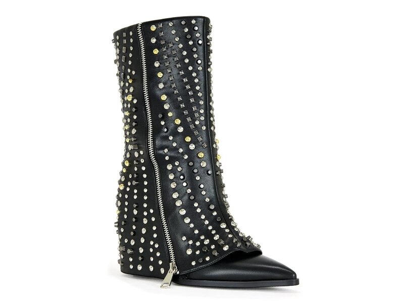 アザレア 壱 レディース シューズ ブーツ・レインブーツ Azalea Wang Hematine Foldover Bootie Black 黒いこと その他-靴-レディース靴