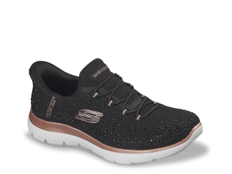 スケッチャーズ レディース シューズ スリッポン・ローファー スニーカー Skechers Hands Free Slip-Insummits Brilliant Shine Slip-On Sneaker - Women\u0027s Black 黒いこと
