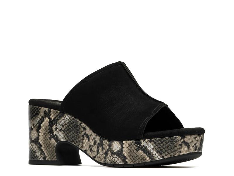 クラークス レディース シューズ サンダル プラットホーム Clarks Nerisa Vine Platform Sandal Black Snake Print 黒いこと
