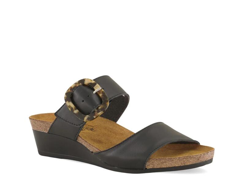 ナオト レディース シューズ サンダル Naot Kingdom Wedge Sandal Black Leather ブラック画像