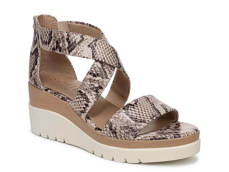 ソウルニュトライザー レディース シューズ サンダル SOUL Naturalizer Goodtimes Wedge Sandal Natural Taupe/Black Snake Print ブラック