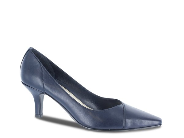 イージーストリート レディース シューズ パンプス シフォン Easy Street Chiffon Pump Navy Faux Leather ネイビー｜ReVida 店