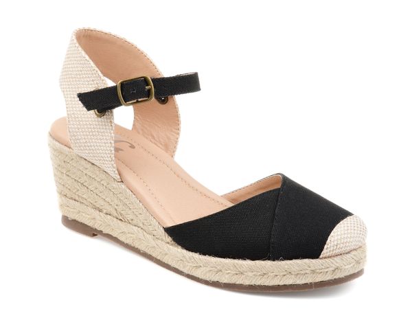 ジュルネ 寄せあわせ レディース シューズ サンダル Journee Collection Ashlyn Espadrille Wedge Sandal Black 黒いこと サンダル-靴