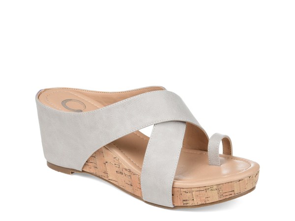 ジュルネ コレクション レディース シューズ サンダル Journee Collection Rayna Wedge Sandal Stone Grey グレー|ReVida 店