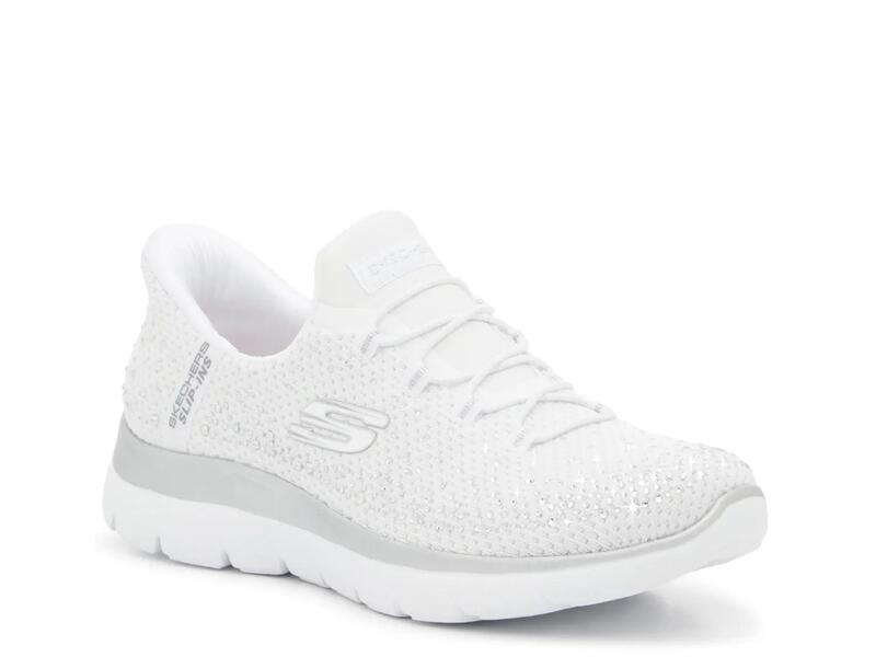 スケッチャーズ レディース シューズ スリッポン・ローファー スニーカー SkechersHands Free Slip-Insummits Brilliant Shine Slip-On Sneaker - Women\u0027s White 白いこと