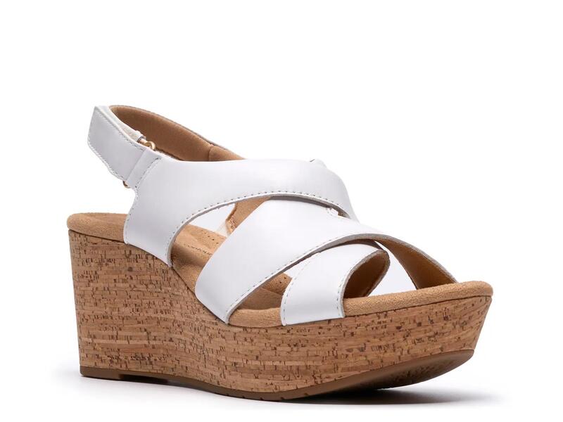 クラークス レディース シューズ サンダル ClarksRose Grace Wedge Sandal White ホワイト