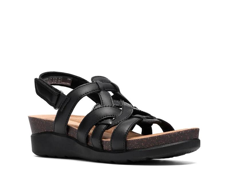 クラークス レディース シューズ サンダル ClarksCalenne Gracie Wedge Sandal Black ブラック