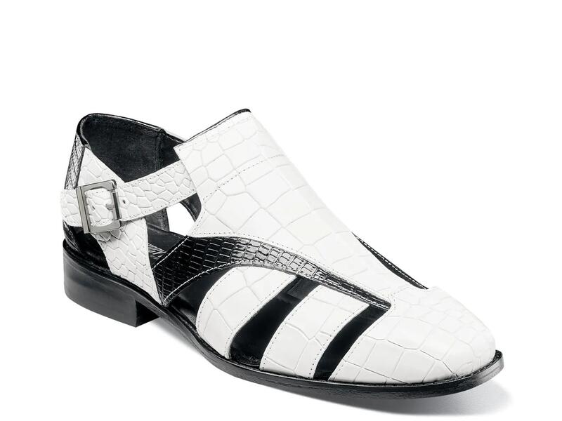 ステイシーアダムス メンズ シューズ サンダル Stacy AdamsCalandro City Sandal Black/White Croc Print ホワイト
