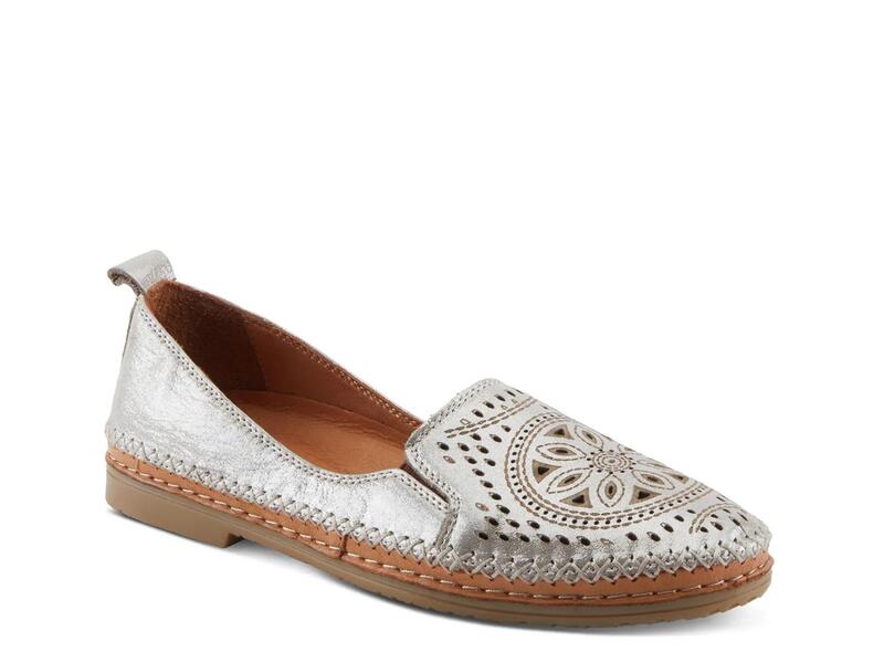 春季足付き レディース シューズ スリッポン・ローファー Spring StepIngrid Loafer Silver Metallic しろがね色 靴-ローファー-レディース靴
