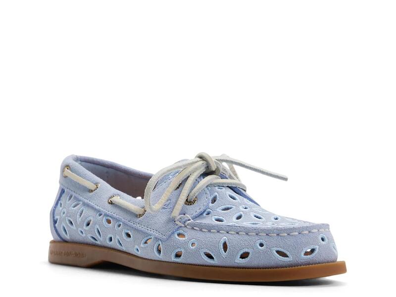 スペリー レディース シューズ 刺繍 SperryEmbroidered Perforated Authentic Original 2-Eye Boat Shoe Light Blue ブルー