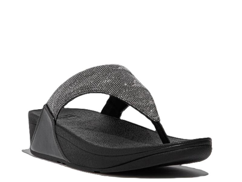 相応うフロップ レディース シューズ サンダル FitFlopLulu Glitz Wedge Sandal Black 黒いこと