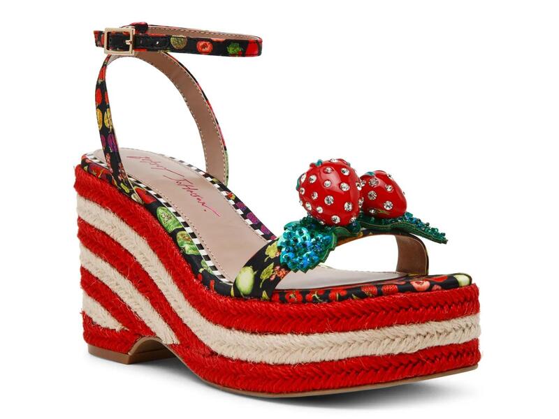 ベッツィジョンソン レディース シューズ サンダル Betsey JohnsonBobbiespadrille Wedge Sandal Red/Black ブラック
