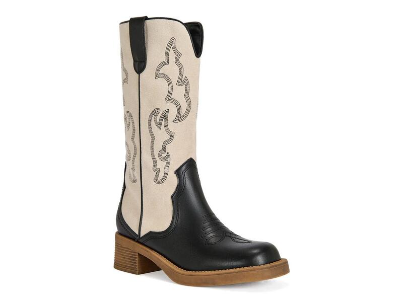 アザレア ワン レディース シューズ ブーツ・レインブーツ Azalea WangMariana Cowboy Boot Black/White ホワイト｜ReVida 店
