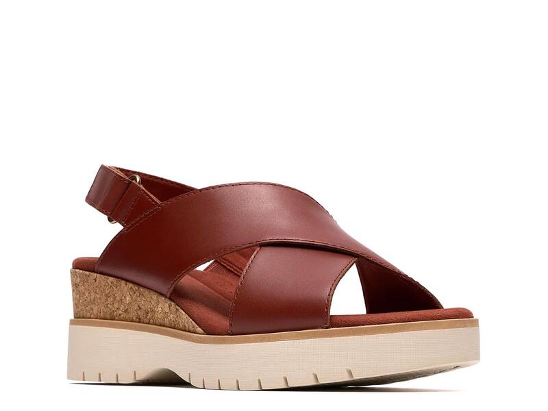 クラークス レディース シューズ サンダル ClarksDiaz Cross Wedge Sandal Burnt Orange Leather オレンジ色