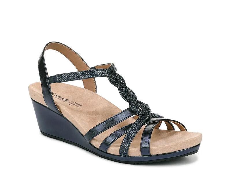 ライフストライド レディース シューズ サンダル LifeStrideMiami Wedge Sandal Navy Rhinestone ネイビー 15,600円