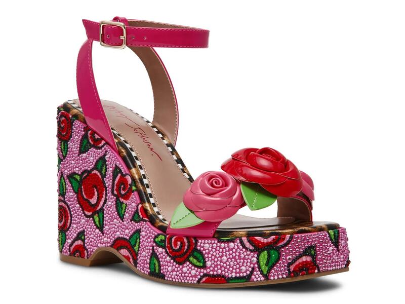 ベッツィジョンソン レディース シューズ サンダル Betsey JohnsonLizzete Wedge Sandal Pink/Red Floral Print レッド