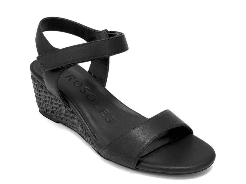 エアロソールズ レディース シューズ サンダル AerosolesWel Espadrille Wedge Sandal Black 黒いこと