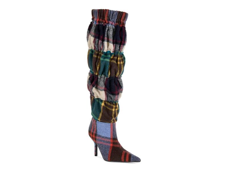 アザレア 一 レディース シューズ ブーツ・レインブーツ Azalea WangElodie Over-the-Knee Boot Grey/Multicolor Plaid 薄墨色